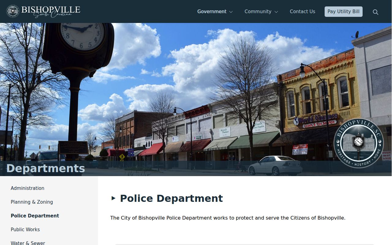Bishopville, Lee County criminal history police records and services page