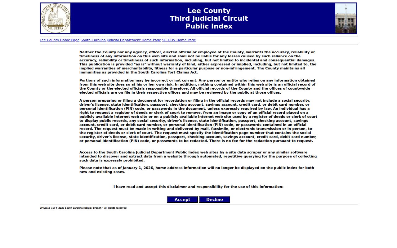 Lee County criminal case records Public Index search