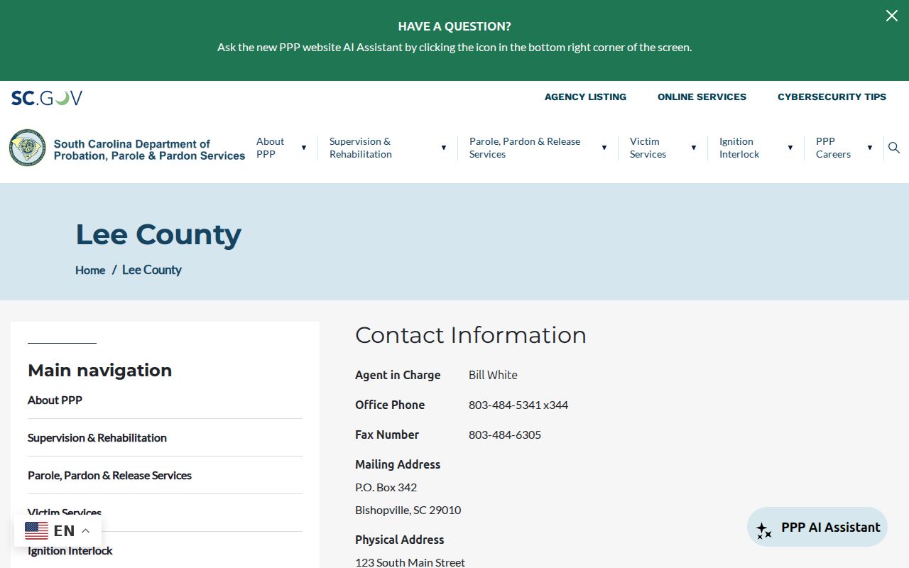 Lee County criminal records probation and parole office